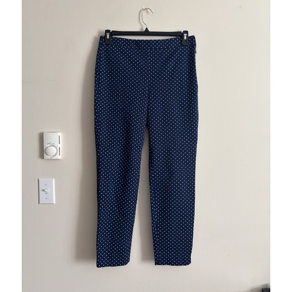 Talbots Pants - Talbots Chatham Ankle Pants Size 6 Polka Dot Navy Blue White Office Chic